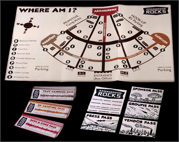 Armageddon Rocks music festival collateral from up close